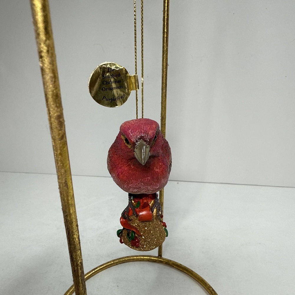 The Songbird Christmas‎ Purple Finch ornament By Danbury Mint With Tag - Picture 5 of 7